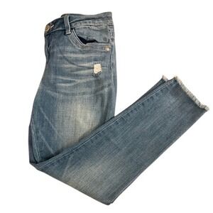 Democracy Jeans Womens Size 6 Seamless Ankle Skimmer Distressed Frayed Hem